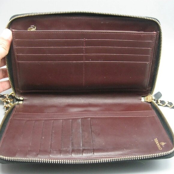 Vintage Chanel Black Caviar Leather Leather Long Bag Wallet - Picture 9 of 16